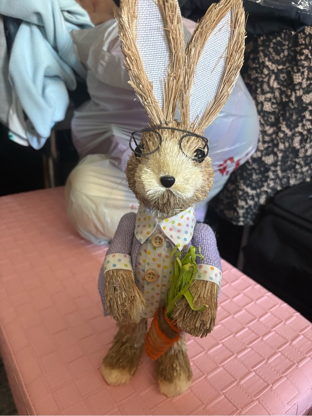 Lavender Bunny Decorative Figure with Carrot - Pets Small Pets